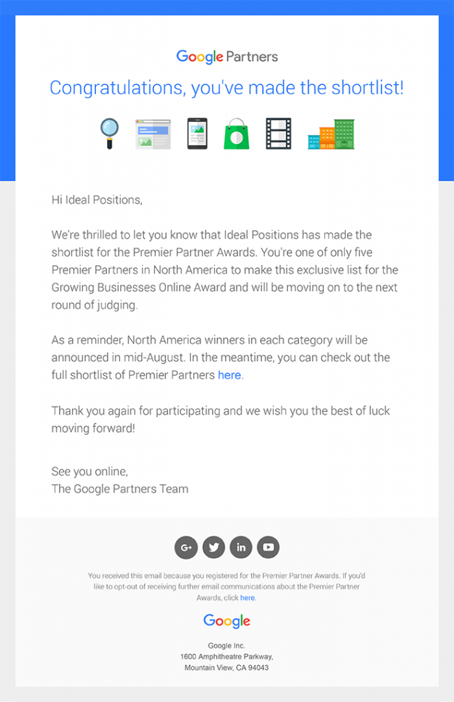 you made the premier partner awards shortlist ideal positions make awards online